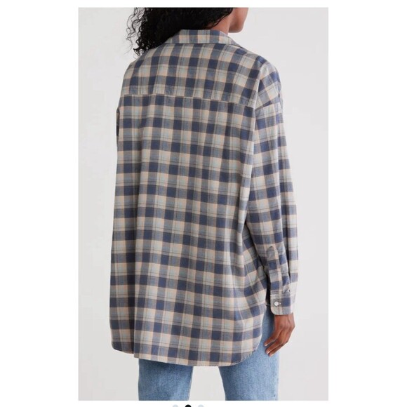 FRANK & EILEEN Shirley Plaid Oversized Button-Up Shirt Size XS Blue NEW Fall - Picture 4 of 13